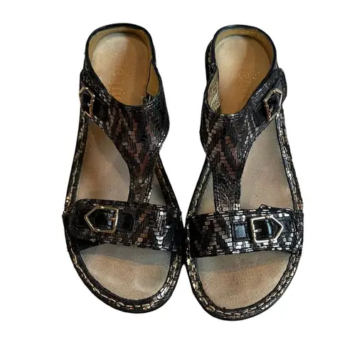 Alegria Lara Wedge Leather Sandal Schmancy Bronze