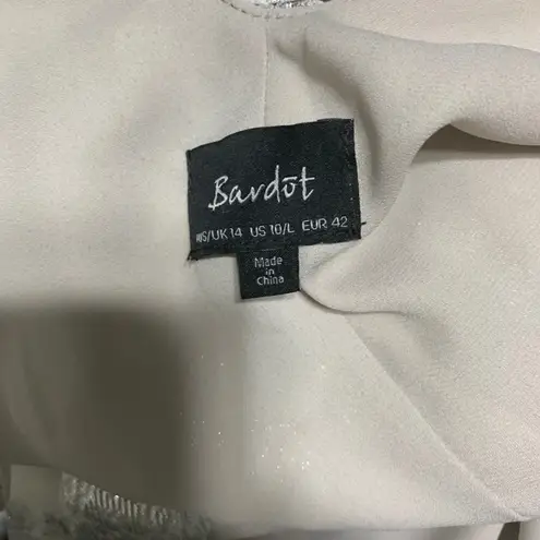 Bardot floral silver metallic flutter sleeves mini dress US 10 cocktail party