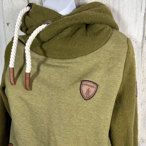 Wanakome Artemis Hoodie XS | Olive Green | Leather | Cozy Blanket | MSRP $119