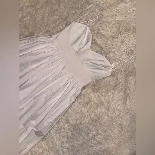 STAUD NWOT Landry Shoulder-Tie Smocked Cotton Maxi White Dress sz M