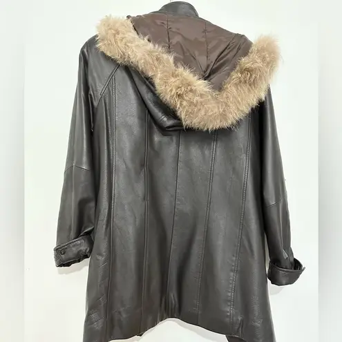 Field Gear Leather small Brown Jacket parka With Raccoon Collar