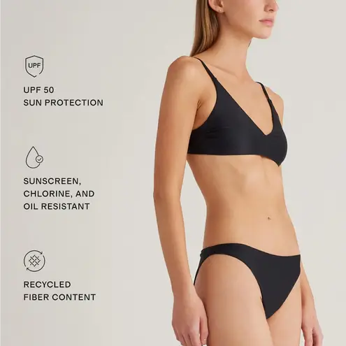 Quince NWT Black Italian v-neck bikini top Sz S