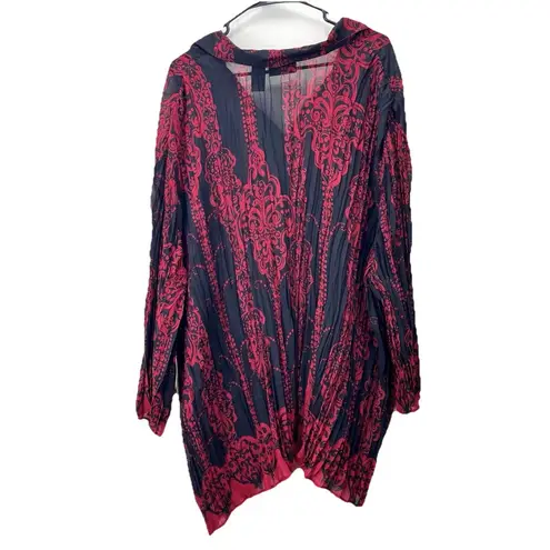 Maggie Barnes Purple Black Sheer Button Up Blouse Size 5X