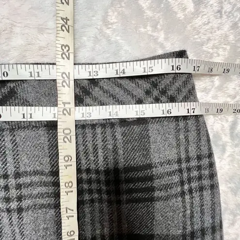 Loft  Womens Gray Lined Short Length Back Zip Vent Wool Plaid Blend Skirt Size 12