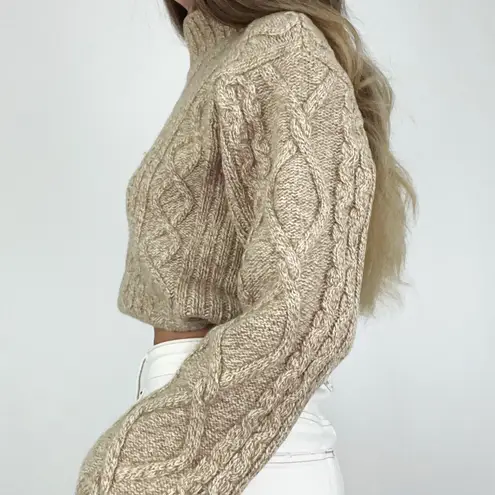 J.Crew  Wool-Blend Cable-Knit Rollneck Sweater in Beige | Size L