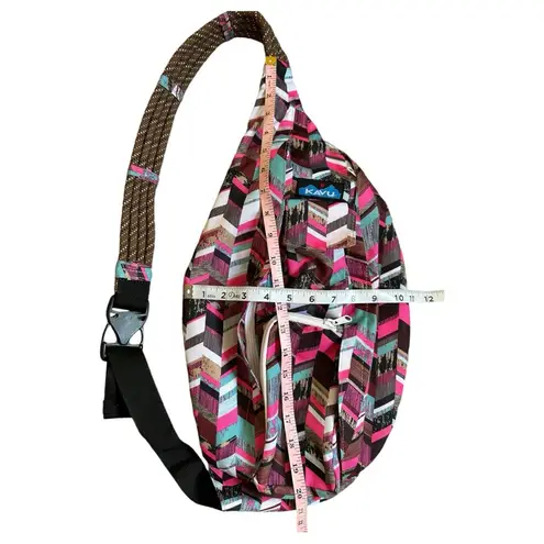 KAVU NWOT  Rope Sling Compact Lightweight Crossbody Bag One Size, Sunset Blocks