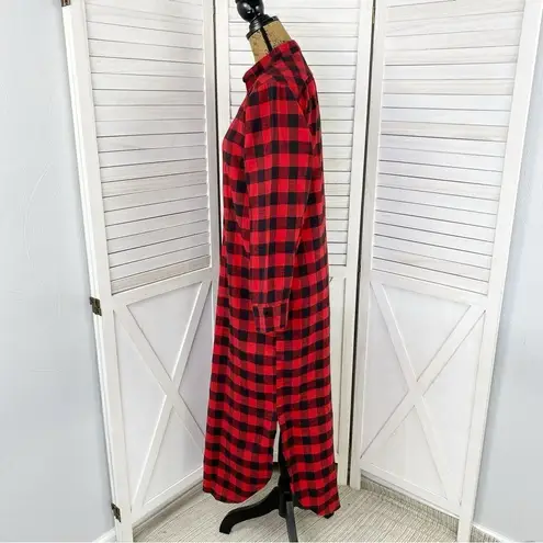 Woolrich Vintage Buffalo Check Flannel Nightshirt Red Black Small Maxi