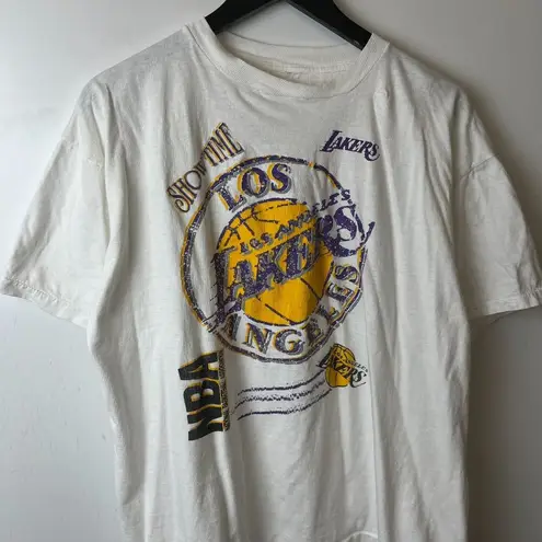 Nba Los Angeles Lakers Graphic Tee Vintage 90s White Large L T Shirt