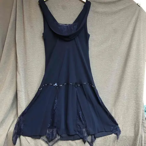 Unique Vintage  Navy Sleeveless V-Neck Sheer Overlay Evening Dress 2XL