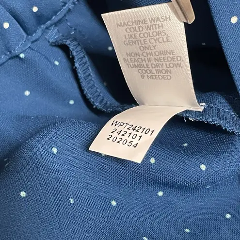 J. Jill Womens XL *READ Pants Wide Leg Pull On Comfort Blue AOP White Polka Dots