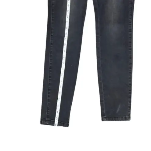 BBJ Women's High Rise Denim Button Fly Side Buttons Acid Wash Skinny Size 7 Black