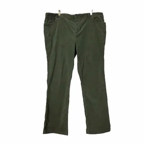 Coldwater Creek Corduroy Pants Mid Rise Stretch Olive Green Women’s Size 18W