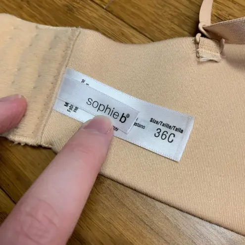Sophie B Strapless Bra Womens Size 36C Beige Padded Wireless Convertible Nude Tan