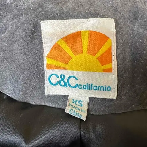 C&C California Leather Biker Epaulet Jacket Size XS Gray