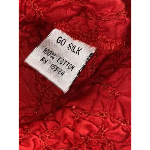 Go Silk Crinkle Fabric Red Lightweight Button Front Stretchy Blouse Top Sz PS