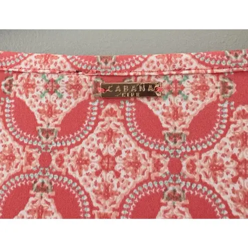 Cabana Life Tunic Dress Size L Peach Turquoise Beach Resort Shift Midi UPF 50+ Orange Size L