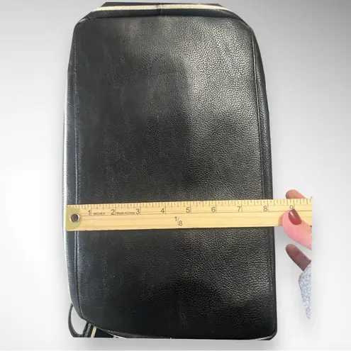 Betsey Johnson  Large Vegan Leather Black and White Stripes Satchel Tote | EUC