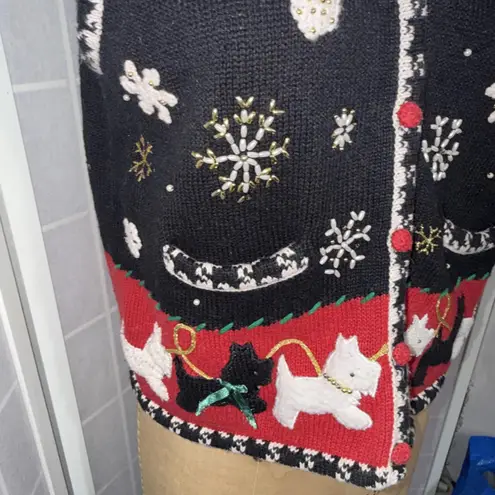 Designers Originals Studio Joy Christmas Sweater Vest Large Scottie Black