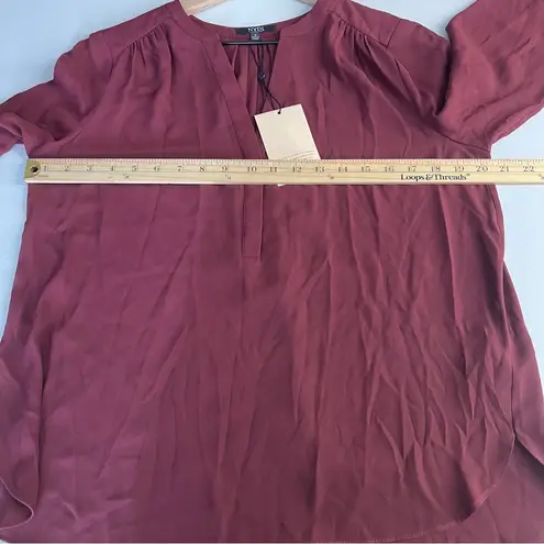 NYDJ 3/4 Perfect Pintuck Blouse Grenache Chiffon NWT Size S
