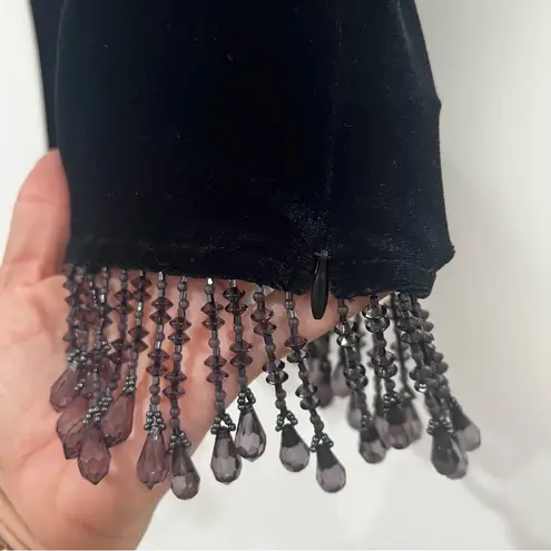 VINTAGE Y2K velvet formal top beaded trim black Women’s SIZE SMALL made in USA
