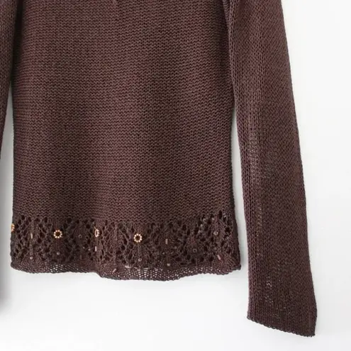 BCBGMAXAZRIA Vintage Y2K Crochet Knit Beaded Sweater