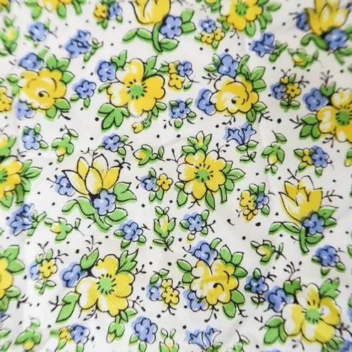 Vintage Blue Gingham & Yellow Floral Patchwork Scarf Wraps