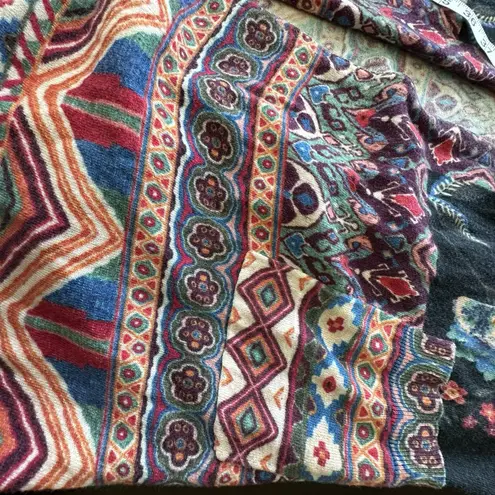 Johnny Was Floral Multicolor Patterned Long Sleeve Hooded Cardigan Sweater M