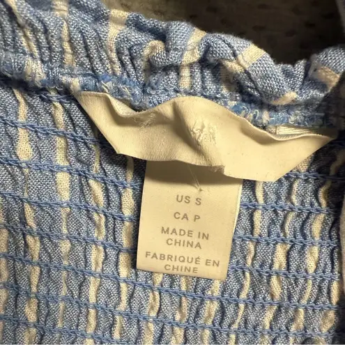 H&M  Blue & White Striped Ruched Bodice Wide Leg Jumpsuit Size Small EUC - Image 4