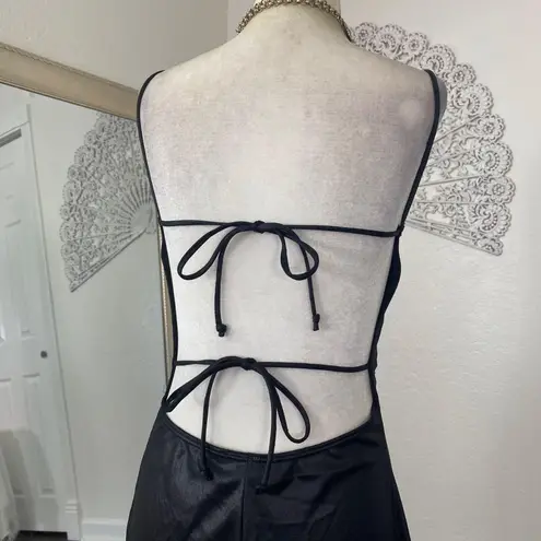 Early 2000's Hottie Slinky Open Back Lace Up Little Black Mini Party Dress M Size M