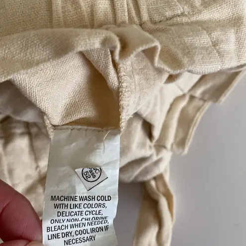 Falls Creek Women’s Skirt linen small Beige Button-Front paper bag tie waist