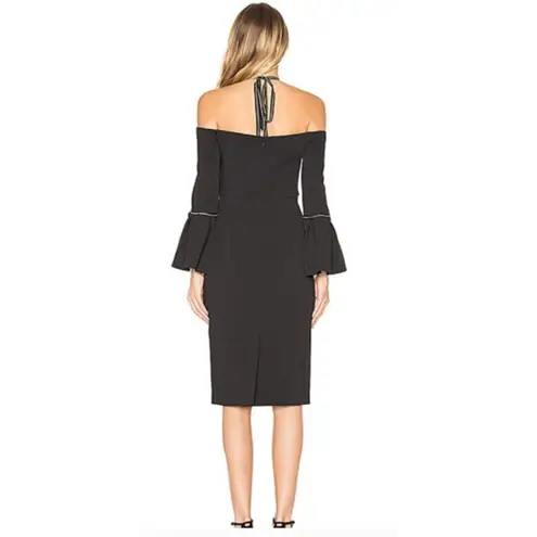 Alexis Amelia Off the Shoulder Midi Cocktail Dress Black Large New Womens