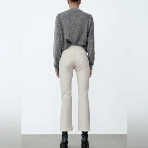 ZARA Faux Leather Mini Flare Leggings Ecru 5427/233 Size XXL $32