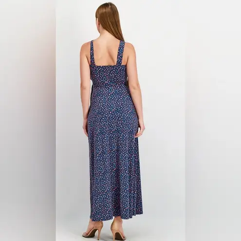 41 Hawthorn Printed Hellena Wrap Maxi Dress, Navy Combo Blue Size XL
