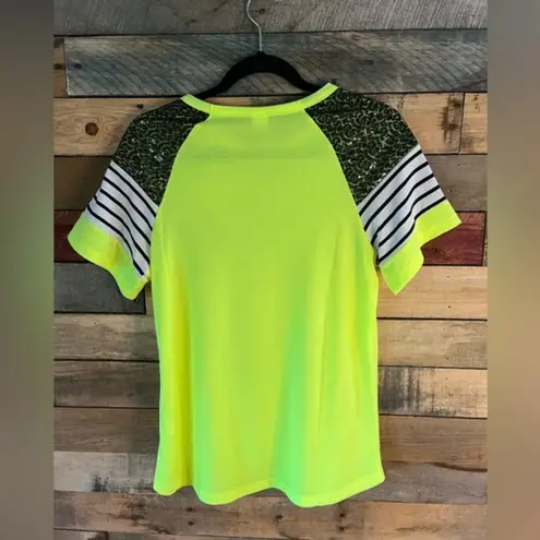 Sunshine & Rodeos Neon Sequin Shoulder Top Size Medium Green
