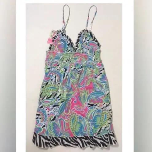 Mud Pie NWT wild Paisley cute pink, blue & green nightie size small