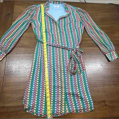 Untuckit Size 2 Marnie Crinkle Georgette Multicolor Spade Print Belted Dress