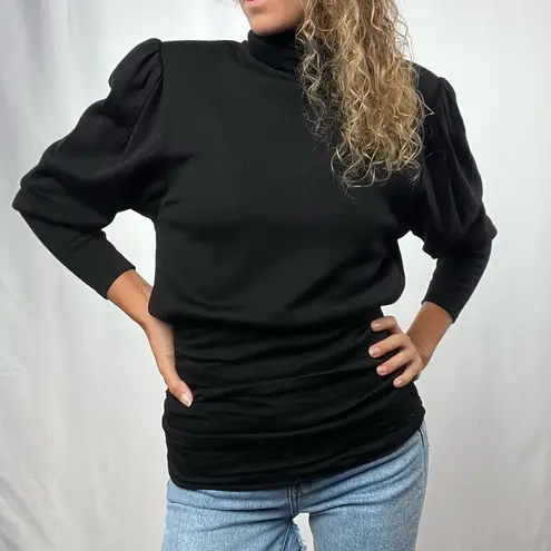 Vintage Valentino Miss V Wool Ruched Turtleneck Sweater in Black Size Small
