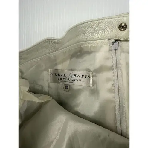 Lillie Rubin White Tiered leather Skirt with Architectural Pleating size 10