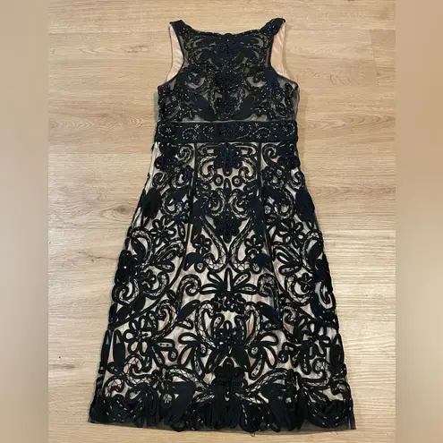 Sue Wong Nocturne Black Lace Beaded Evening Cocktail Dress Size 2