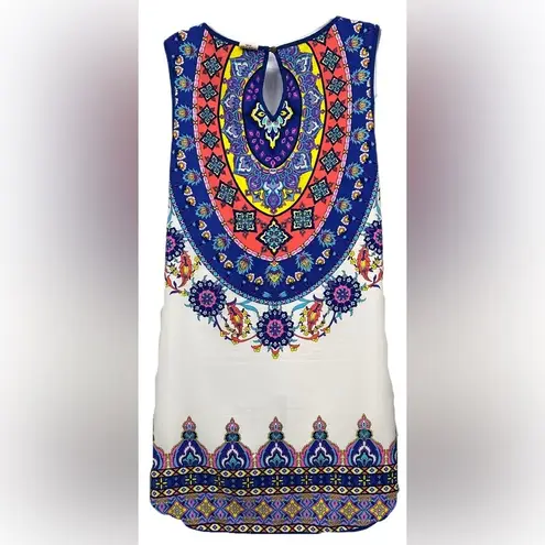 Pink Owl Anthropologie Boho Medallion Pattern Sleeveless Shift Dress Size Small