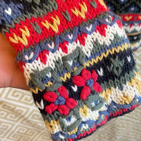 Vintage Margules knitted by hand Geometric Pattern Sweater Red Size M