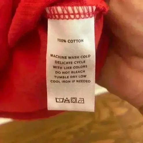 Lilla P Loose Knit Slub Elbow Sleeve Ruffle Crewneck size Small Preppy Luxury Red