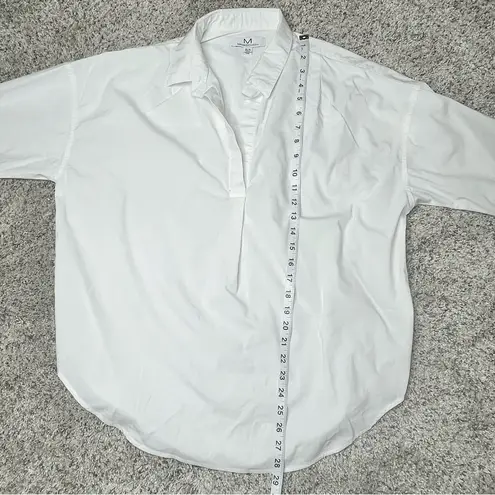Magaschoni White Long Sleeve Popover Split Neck Tunic Shirt Top Blouse Medium