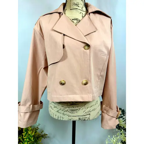 Elodie Eleanor Cropped Buckle Cuff Trench Coat Baby Pink size XS