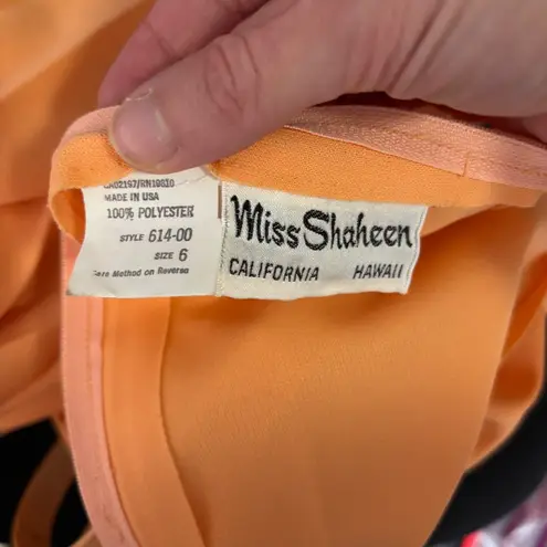 Vintage 70s Miss Shaheen Orange Palazzo Pleated Wide Leg Jumpsuit 6 Disco USA