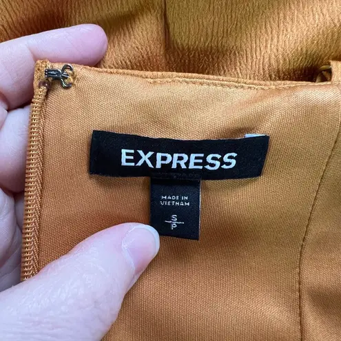 EXPRESS  Womens Slip Dress Midi Textured Satin Gold Rust Formal Gown Party Small - Image 10