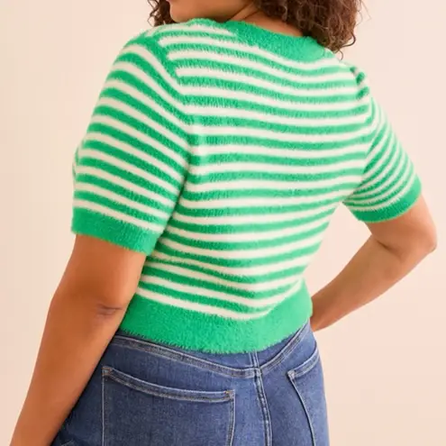 NEW Arula Green Striped Sweater Top Plus Size 1X NWT