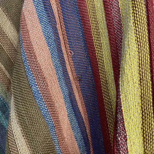 Rhonda Stark Southwestern Italian Acrylic Carnival Stripe Fringe Serape Shawl OS