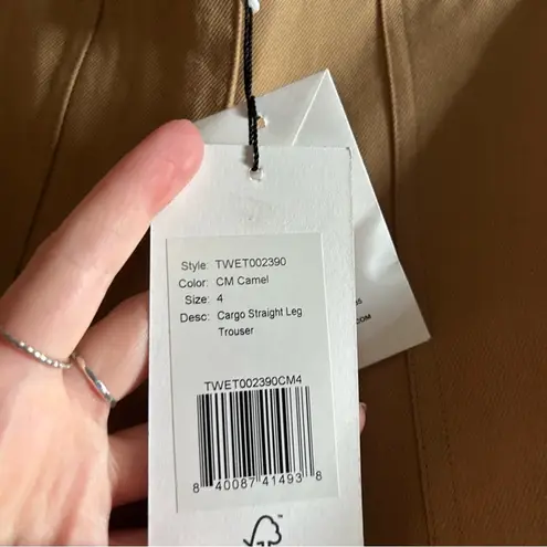 Thakoon Cargo Straight Leg Trouser Pants Utility Twill Camel Tan NWT Size 4