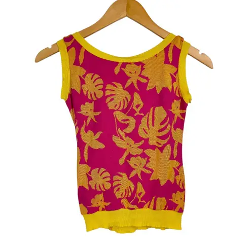Versus Versace Y2K Abstract Tropical Print Top Sz 40 Small Pink Yellow